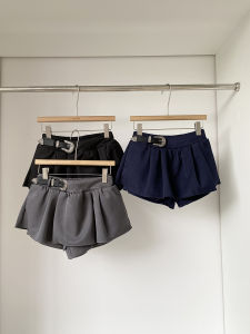 High Waist A-Line Mini Skirt Womens Business Casual Pure Color Anti-Light Cross Covering Short Skirt Polyester Fiber