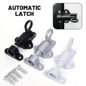 1Set Aluminum Door Lock Latch Window Gate Automatic Spring Bounce Door Bolt Safety Latch Hasp Sliding Lock Black Door Bolt