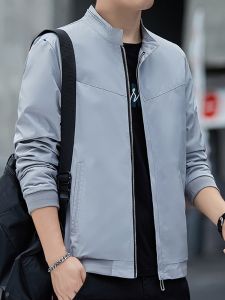 ROMON | Loose Fit Stand Collar Mens Jacket Romon Spring Autumn Fashionable Casual Workwear Short Length Windproof Outerwear Coat
