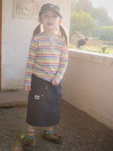 Girls Long Sleeve Striped T-Shirt Slim Fit Mountain Series Retro Base Shirt Spring Fashion Childrens Clothing Half Open Collar