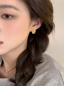 Folded S925 Silver Needle Fashionable Earrings Womens Elegant Design Mini Trendy Wave Pattern Hoop Earrings Korean Style