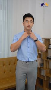 Áo sơ mi nam YODY ngắn tay có túi ngực áo sơ mi công sở chất liệu lụa nến siêu mướt thoáng khí SNM5005