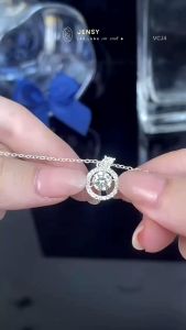 Dây Chuyền Kim Cương Moissanite JENSY Xi Bạch Kim Kiểm Định GRA "Kristal Ayna" VCJ4 Vòng Cổ Bạc Nữ