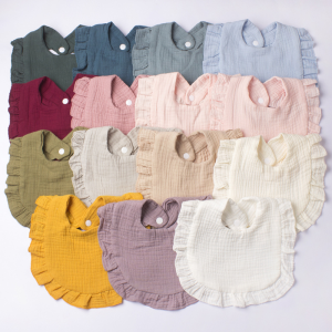 NEW!Baby Bib U-Shaped Baby Saliva Towel Ruffle Baby Cotton Printed Gauze Bib Burp Cloth For Newborn Toddler Kids Bibs
