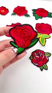 5Pc New Roses Decals Iron Cloth Patch High-end Garment Accessories Fabric Multi-coloured Roses with Adhesive Patches
