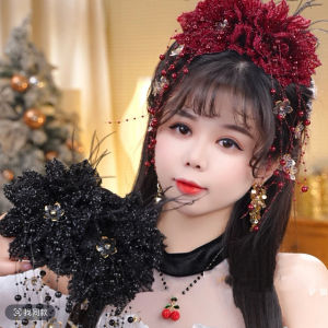 Elegant Lotus Building Butterfly Feather Hair Clip Luxury Long Tassel Flowing Silk Bright Year of the Butterfly Clasp for Women