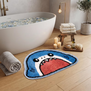 VIKAMA Cartoon Animal Head Shaped Fluffy Rug Water Absorbent Non Slip Bathroom Bedroom Entryway Decor Floor Mat Home Decor