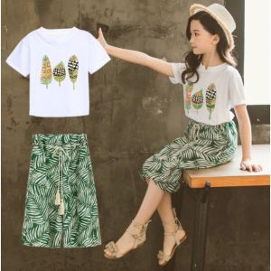 Setelan Anak Perempuan REXY Atasan Lengan Pendek Bawahan Celana Motif Santai Import