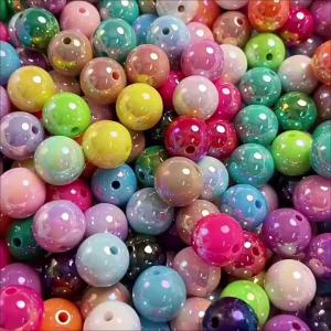 Pen Beaded Acrylic Round Loose Beads AB Color 16mm 20Pcs for Jewelry Making Handmade Craft Supplies Bracelet Necklace Earring