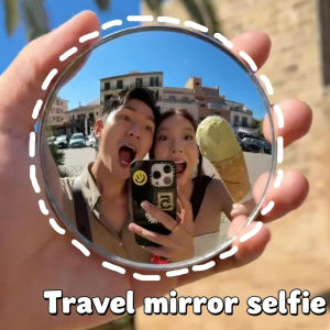 Portable Handheld Selfie Mirror Portable Round Reflection Convex Mirrors for Photography Prop Vlogging Traveling Accessories
