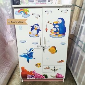 GS Furniture  ตู้เสื้อผ้าไม้ ตู้เก็บเสื้อผ้า(2 ลิ้นชัก) ขนาด กว้าง 80 ซม.×สูง 131 ซม.×ลึก 52 ซม.