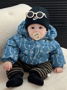 Áo Khoác Cotton Dày Thời Trang Mùa Đông Cho Bé Trai in Họa Tiết Hoạt Hình Có Mũ Trùm Đầu Ấm Áp Thoải Mái Cho Bé Trai