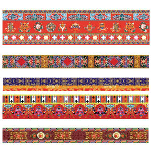 Tibetan Pattern Wall Paper Buddhist Temple Thangka Chinese Style Building Beam Ceiling Decoration PVC Waterproof Wall Sticker