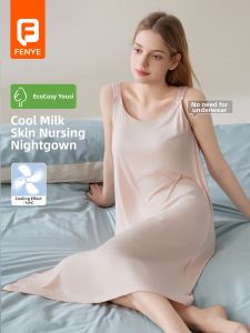 FENYE | Postpartum Nursing Sleepwear With Pad Support Summer Lightweight Dress