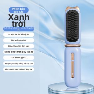 Cây Chải Tóc Di Động Không Dây Mini Cắt Tóc Thẳng Và Xoăn Hai Trong Một Máy Tạo Tóc Ionic Tiêu Cực Đèn Tóc USB Type-C