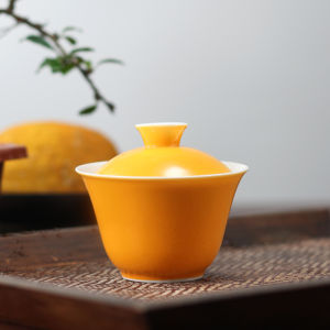 Handmade Retro Gongfu Tea Set Goose Yellow Glaze Single Cup Tea Bowl Pure Color Chinese Style Two Talent Tea Cup Brewing Bowl