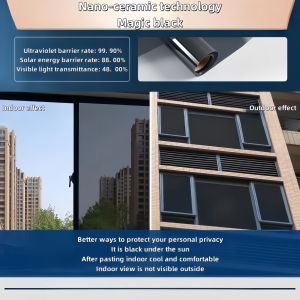 Heat-Insulating Window Film Daytime One-Way Privacy Film Blocks 99% of Uv Rays One-Way Perspective Self-Adhesive Reflective Glass Sticker Suitable for Home and Office