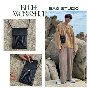 Túi xách nam túi đeo chéo mini da xịn mềm khóa bấm giỏ đựng điện thoại phong cách thời trang Hàn Quốc KINDEE