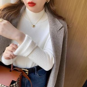 เสื้อสเวตเตอร์คอปกสูงแบบหนาและอุ่นสำหรับผู้หญิงในฤดูใบไม้ร่วงและฤดูหนาว 2025 เสื้อชั้นในขนกระต่ายแบบหนาและอุ่น ทรงหลวม ปกติ