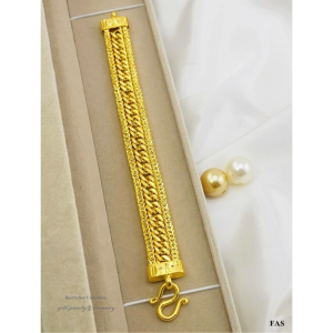 สร้อยข้อมืองานหุ้มทองคำแท้ 24k หนาพิเศษ สวยเทียบทองแท้ ไม่ลอกไม่ดำ