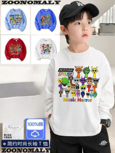 Áo Thun Tay Dài Sprunki Rhythm Box Pure Cotton Music Game Base Shirt Thiết Kế Mới Cho Trẻ Em Mùa Xuân Thu Thường Ngày