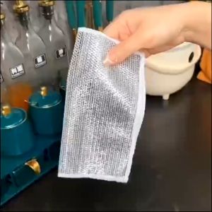 Silver Wire Cleaning Rag Kitchen Rust Removal Reusable Steel Wire Cloth Cleaning Tools