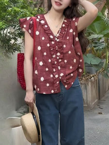 Áo Sơ Mi Lưới Không Tay Cổ Chữ V Thời Trang Thanh Lịch Cho Nữ Mùa Hè Đa Năng Đẹp Mắt Áo Sơ Mi Polyester Thường Ngày