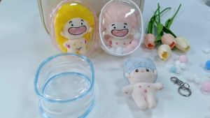 10cm Mini PVC Pouch Zipper Keychain Bag Dustproof Transparent Doll Plush Display Box