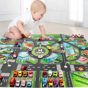 130*100CM Road Map Carpet For Kids Parking Lot Roadmap 83*58CM City Traffic Map of Road Carpet Traffic Signs Baby Play Mat Toys