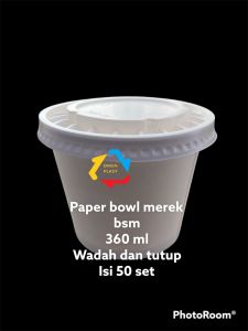 HANYA TUTUP PAPER BOWL 360ML MEREK BSM ISI 50 PCS