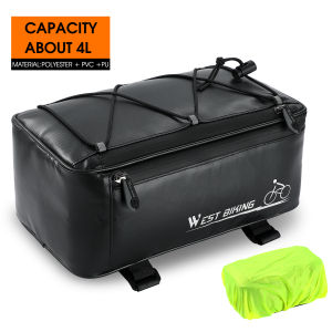 West Biking | WEST BIKING Waterproof 4L Bicycle Rear Rack Bag Rain Cover Trunk Bag Taillight Mount Cycling Rear Seat Pannier For MTB Road Bike