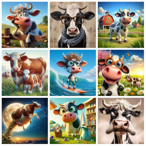 Jigsaw Puzzle 500 1024pcs Adorable Cow With Big Eyes Funny Farm Animal For Adults Stress Relief Puzzle Fun Present