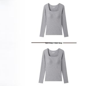 miiow | Warm Underwear Top For Women Square Collar Design With Chest Pad Autumn Winter Inner Wear Comfortable Long Sleeve Base Shirt