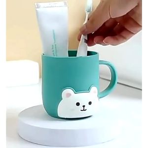 🌼Little.Daisy98🌼 แก้วน้ำพลาสติกที่ใส่แปรงสีฟัน ลายการ์ตูนหมี ความจุใหญ่ พกพาง่าย