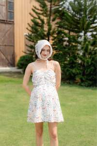 📣มีบราในตัว ไม่ต้องใส่เสื้อชั้นใน 📣 Minirin เดรสคลุมท้อง เดรสให้นม M60 Floral dress with bra