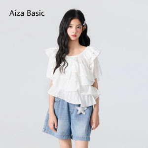 Aiza basic | Asymmetric Ruffle Sleeve Top