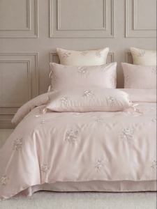 SIDEFU | French Luxury Pretty Embroidered Pink Bed Four-Piece Set