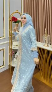 Lestari Dress + Outer Ceruty Babydoll Dress Wanita Terbaru 2024 Kekinian Gamis Viral Dress Kondangan