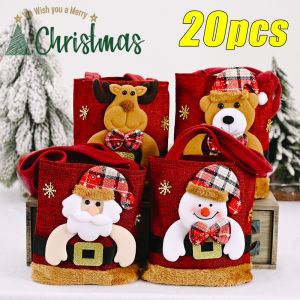 1-20PCS Christmas Tote Bag Snowman Bear Candy Bag Children Gift Bag Storage Bag Christmas Decoration
