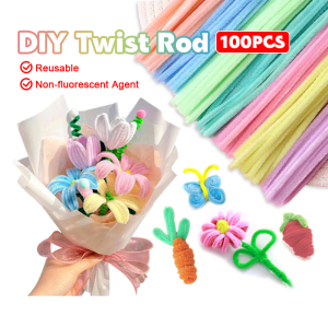 DIY เซทลวดกำมะหยี่ชุดละ 100 เส้นสร้างสรรค์ประดิษฐ์ต่างๆ สำหรับฝีมือ ใช้สีสันสดใส