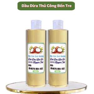Dầu dừa nguyên chất 1000ml dầu dừa nấu thủ công. Dầu dừa Bến Tre nấu lửa củi truyền thống đa công dụng làm đẹp rất thơm