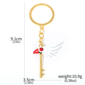 Anime Card Captor Sakura Keychain Kinomoto Sakura Star Wand Pendant Key Chain for Women Men Kids Jewelry Accessories