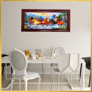 8 Horses Wall Decor with Frame Size 44 inches x 20 inches