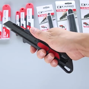 KAPRO 254-18H Safety Pen Knife Auto Retractable Blade Black 18mm Zinc Alloy Body Self-Lock Utility