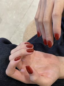 Fall Winter New Arrival Cherry Color Nude High-End Sensation Bride Handmade Wearable Nail Short Design Beauty Tool from China