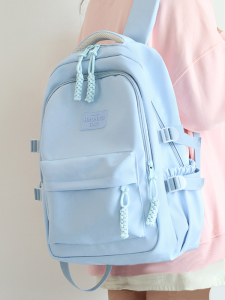 Adorable Teen Girl Backpack Large Capacity Blue Double Shoulder Bag for Middle And High School Students University Women New Model