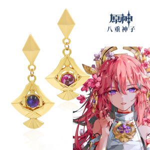 Game Genshin Impact Yae Miko Earrings Anime Figure Stud Earrings For Woman Cosplay Props Jewelry Accessories Gift for Fans
