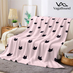 Pink Cat Silhouette Flannel Blanket Warm Soft Halloween Christmas Decorative Couch Warm Cozy All-Season Gift
