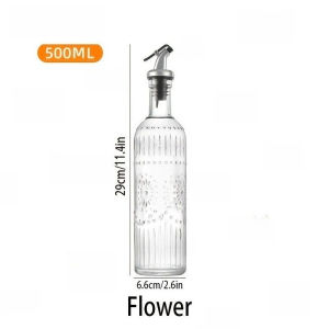 1PCS Oil Bottle Leak-Proof Glass Olive Oil Decanter Round with Pouring Spout Cooking Oil Container Ideal Gift for Kitchen Tools