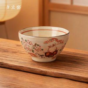 Ceramic Bowl Cute Underglaze Hand-Painted Girl Gift Bowl Pink Cherry Story Adorable Japanese Made Animal Pattern Diningware